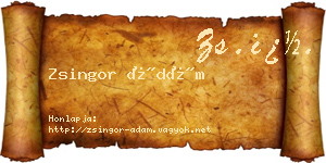 Zsingor Ádám névjegykártya